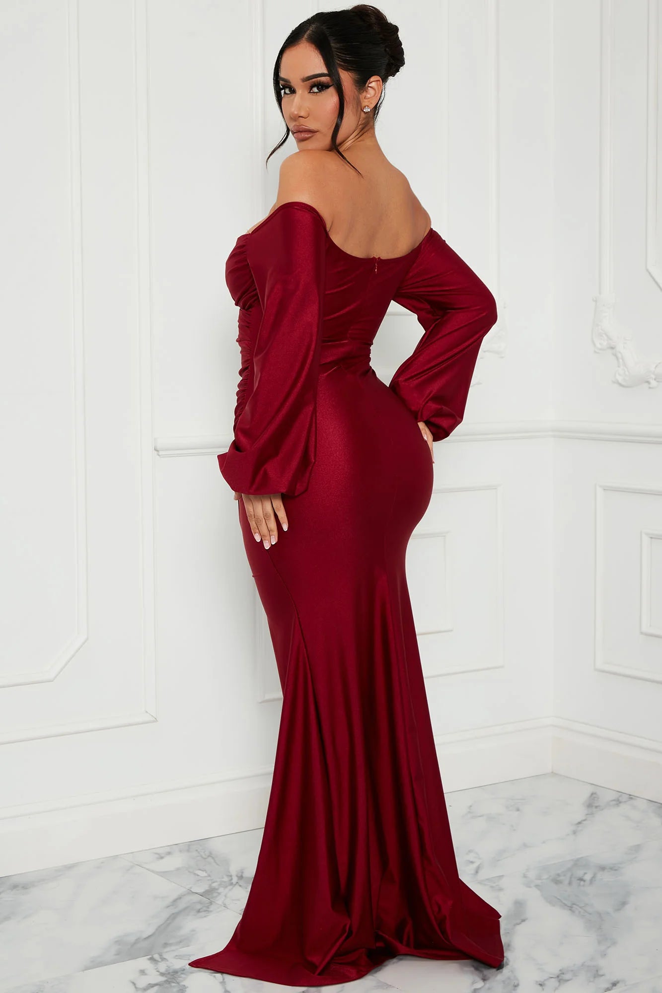 Denise off Shoulder Maxi Dress - Wine