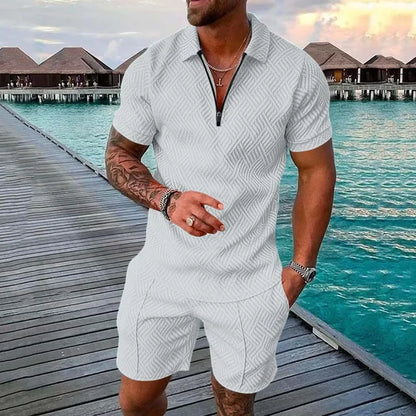 POLO Shirt+Shorts Two Pieces Men Casual 