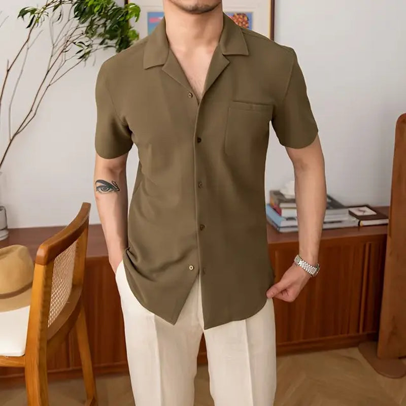 Handsome Turn-Down Collar Short Sleeve Shirt