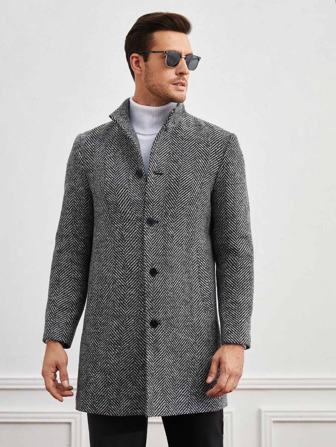 Manfinity Mode Men Single Breasted Overcoat