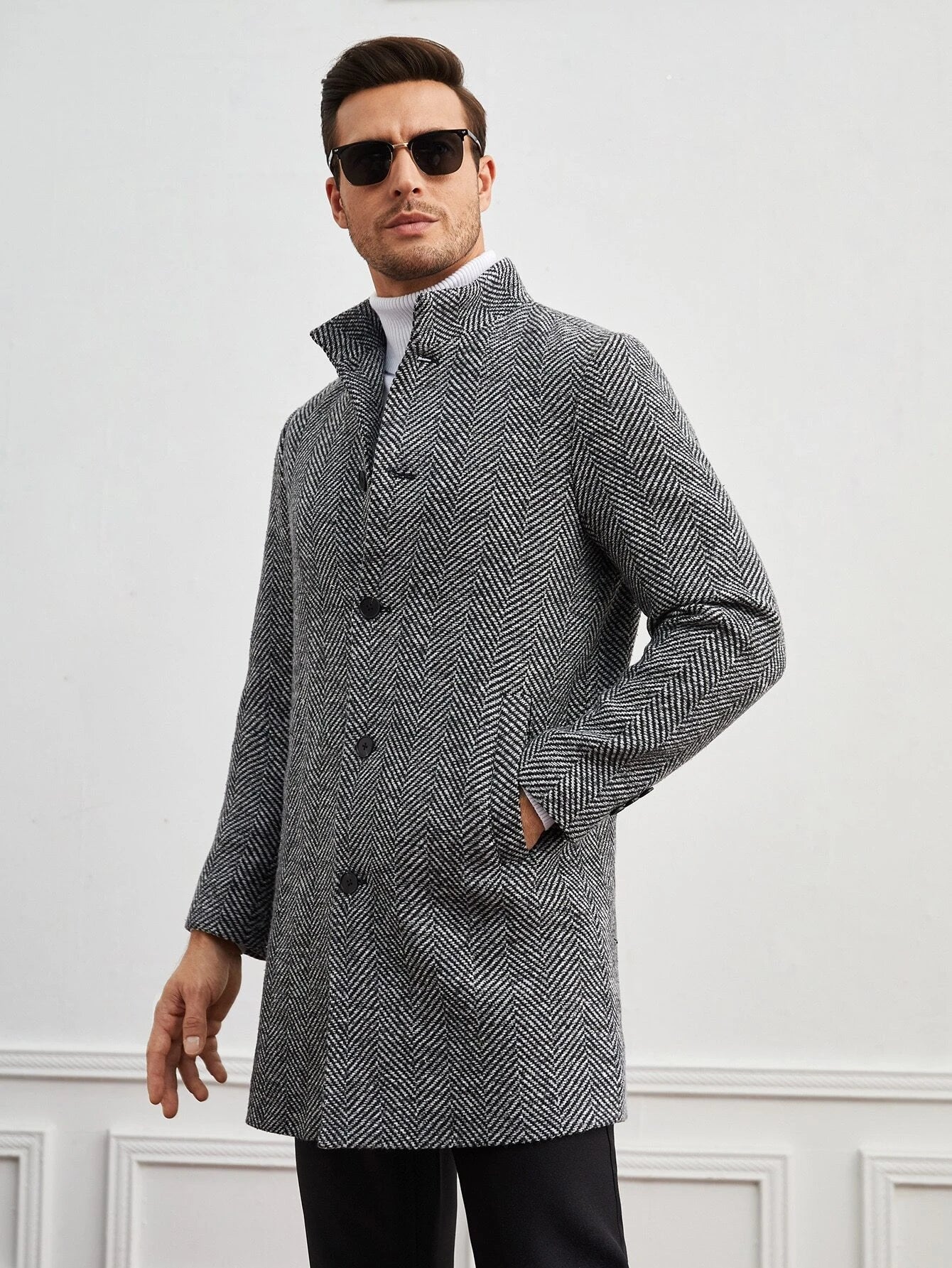 Manfinity Mode Men Single Breasted Overcoat