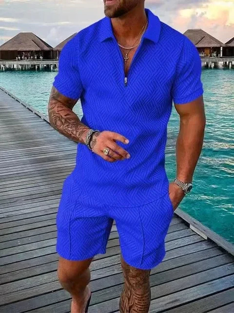 POLO Shirt+Shorts Two Pieces Men Casual 