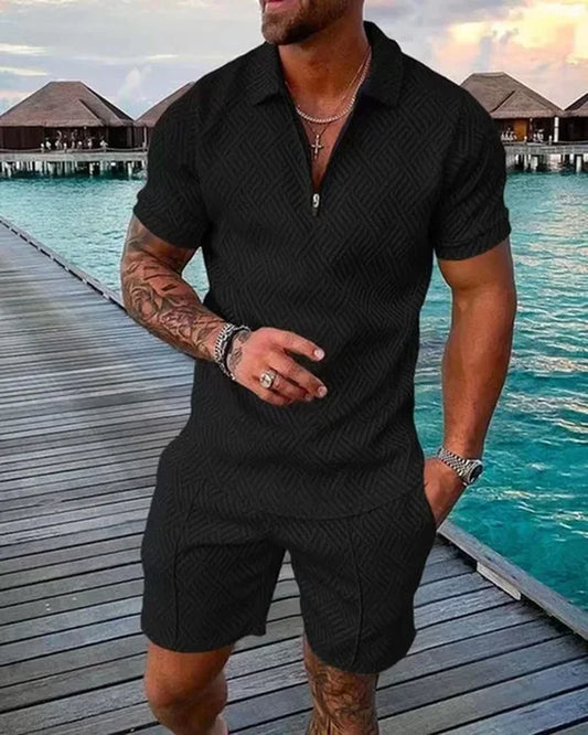 POLO Shirt+Shorts Two Pieces Men Casual 